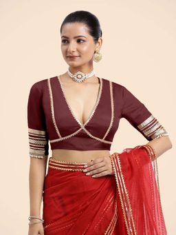 Binks - Nafeeza X Tyohaar Burgundy Embellished Stitched Blouse