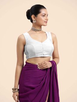 Binks - Nazia X Rozaana White Sleeveless FlexiFit Stitched Blouse