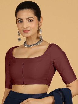 Binks - Nidhi X Rozaana Elbow Sleeves Burgundy Stitched Blouse