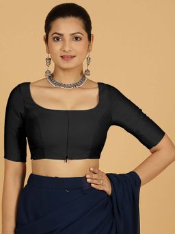 Binks - Nidhi X Rozaana Elbow Sleeves Raven Black Stitched Blouse