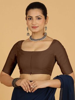 Binks - Nidhi X Rozaana Elbow Sleeves Walnut Brown Stitched Blouse