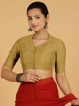 Binks - Pallavi X Rozaana Elbow Sleeves Dijon Mustard Stitched Blouse