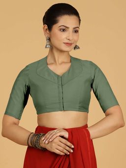 Binks - Pallavi X Rozaana Elbow Sleeves Hunter Green Stitched Blouse