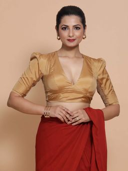 Binks - Pavani X Rozaana Gold Art Silk Stitched Blouse