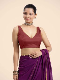 Binks - Raisa X Tyohaar Auburn Maroon Sleeveless FlexiFit Stitched Blouse