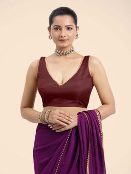 Binks - Raisa X Tyohaar Burgundy Sleeveless FlexiFit Stitched Blouse