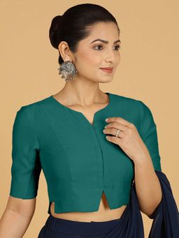 Binks - Rekha X Rozaana Long Peacock Green Stitched Blouse