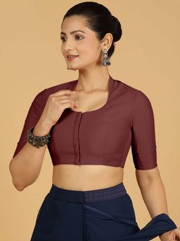 Binks - Salma X Rozaana Elbow Sleeves Burgundy Stitched Blouse
