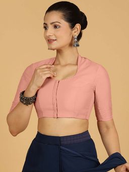 Binks - Salma X Rozaana Elbow Sleeves Sea Pink Stitched Blouse