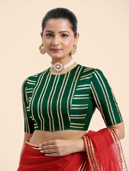 Binks - Shaheen X Tyohaar Green Elbow Sleeves FlexiFit Stitched Blouse