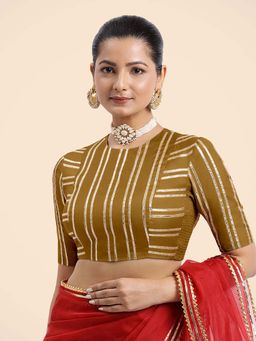 Binks - Shaheen X Tyohaar Mustard Elbow Sleeves FlexiFit Stitched Blouse