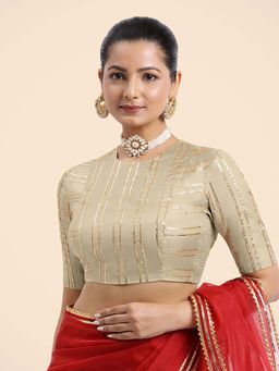 Binks - Shaheen X Tyohaar Cream Elbow Sleeves FlexiFit Stitched Blouse