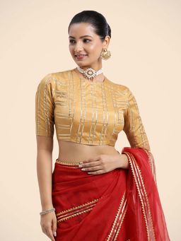 Binks - Shaheen X Tyohaar Gold Elbow Sleeves FlexiFit Stitched Blouse