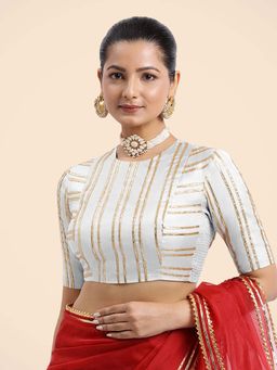 Binks - Shaheen X Tyohaar White Elbow Sleeves FlexiFit Stitched Blouse