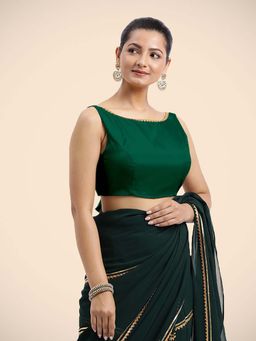 Binks - Sherry X Tyohaar Green Sleeveless FlexiFit Bow Gota Stitched Blouse