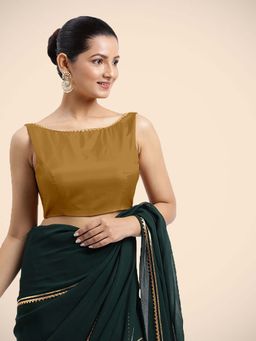 Binks - Sherry X Tyohaar Mustard Sleeveless FlexiFit Bow Gota Stitched Blouse