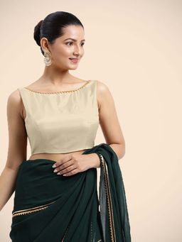 Binks - Sherry X Tyohaar Cream Sleeveless FlexiFit Bow Gota Stitched Blouse