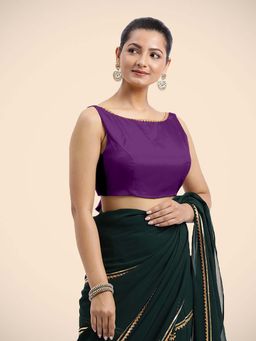 Binks - Sherry X Tyohaar Purple Sleeveless FlexiFit Bow Gota Stitched Blouse