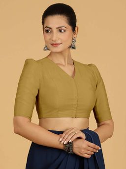 Binks - Shravani X Rozaana Puff Sleeves Dijon Mustard Stitched Blouse