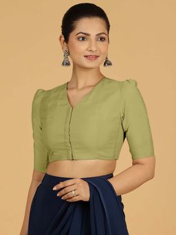 Binks - Shravani X Rozaana Puff Sleeves Pista Green Stitched Blouse