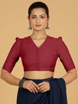 Binks - Shravani X Rozaana Puff Sleeves Scarlet Red Stitched Blouse