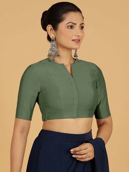 Binks - Simar X Rozaana Hunter Green Stitched Blouse