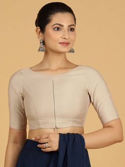 Binks - Sushma X Rozaana Regular Sleeves Oyster Beige Stitched Blouse