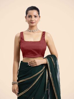 Binks - Tanvi X Tyohaar Crimson Rust Sleeveless FlexiFit Stitched Blouse
