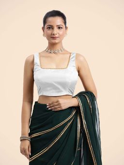 Binks - Tanvi X Tyohaar White Sleeveless FlexiFit Stitched Blouse