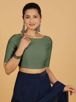 Binks - Trisha X Rozaana Hunter Green Stitched Blouse