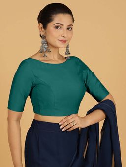 Binks - Trisha X Rozaana Peacock Green Stitched Blouse