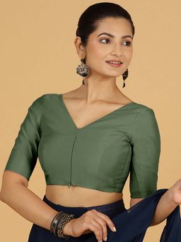 Binks - Vedika X Rozaana Hunter Green Stitched Blouse