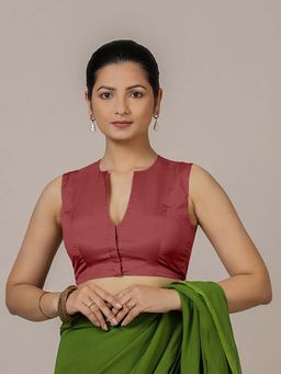 Binks - Veena X Rozaana Sleeveless Rust Stitched Blouse