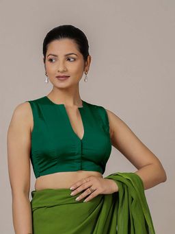 Binks - Veena X Rozaana Sleeveless Bottle Green Stitched Blouse