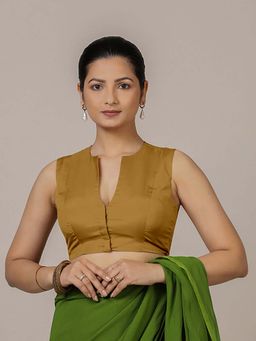 Binks - Veena X Rozaana Sleeveless Mustard Stitched Blouse