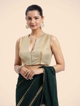 Binks - Veena X Tyohaar Cream Sleeveless FlexiFit Stitched Blouse