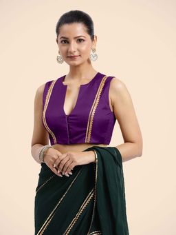Binks - Veena X Tyohaar Purple Sleeveless FlexiFit Stitched Blouse