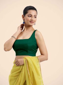 Binks - Zeba X Tyohaar Green Sleeveless FlexiFit Stitched Blouse