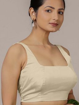 Binks - Zeba X Rozaana Cream Sleeveless FlexiFit Stitched Blouse