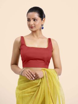 Binks - Zeba X Tyohaar Red Sleeveless FlexiFit Stitched Blouse