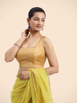 Binks - Zeba X Tyohaar Gold Sleeveless FlexiFit Stitched Blouse