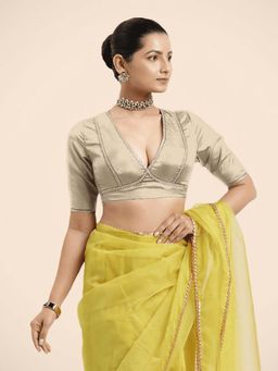 Binks - Zeenat X Tyohaar Cream FlexiFit and Golden Gota Lace Stitched Blouse