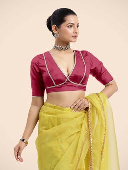 Binks - Zeenat X Tyohaar Rani Pink FlexiFit and Golden Gota Lace Stitched Blouse