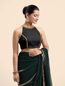 Binks - Zubeida X Tyohaar Black Halterneck FlexiFit Stitched Blouse