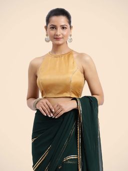 Binks - Zubeida X Tyohaar Gold Halterneck FlexiFit Stitched Blouse