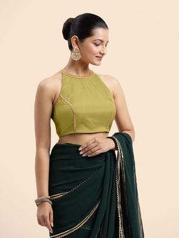 Binks - Zubeida X Tyohaar Yellow Halterneck FlexiFit Stitched Blouse