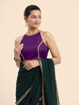 Binks - Zubeida X Tyohaar Purple Halterneck FlexiFit Stitched Blouse