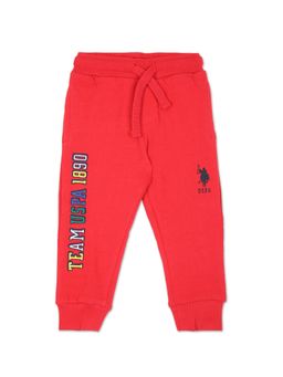 U.S. POLO ASSN. - Boys Red Mid Rise Appliqued Joggers