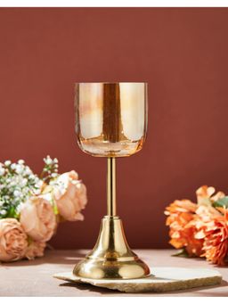Fabindia - Yellow Swarnim Blown Glass Candle Holder