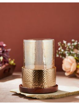 Fabindia - Golden Swarnim Hammered Wooden Candle Holder